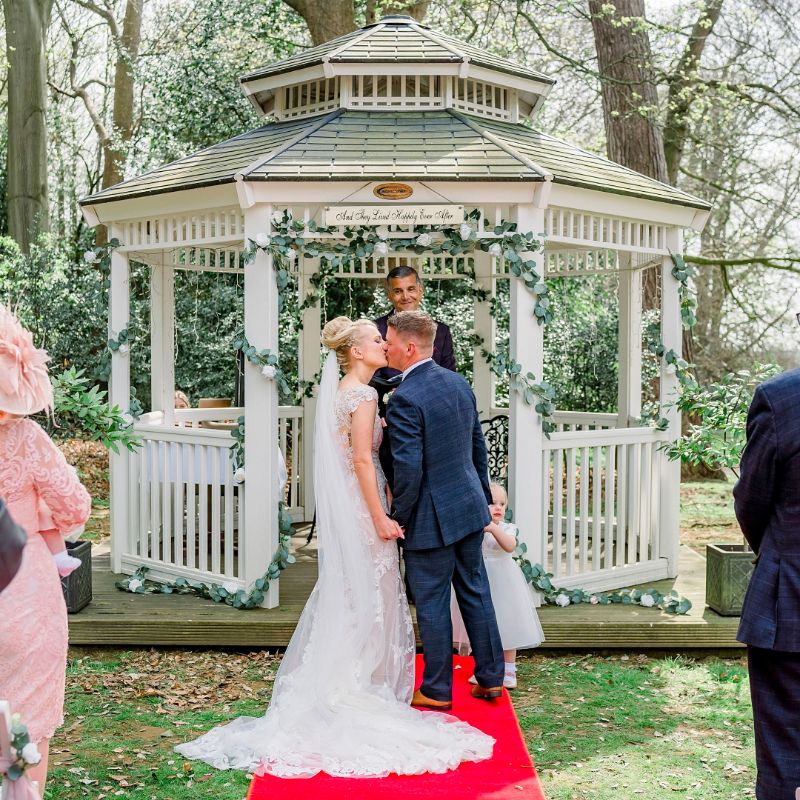 bride and groom at outdoor wedding venue