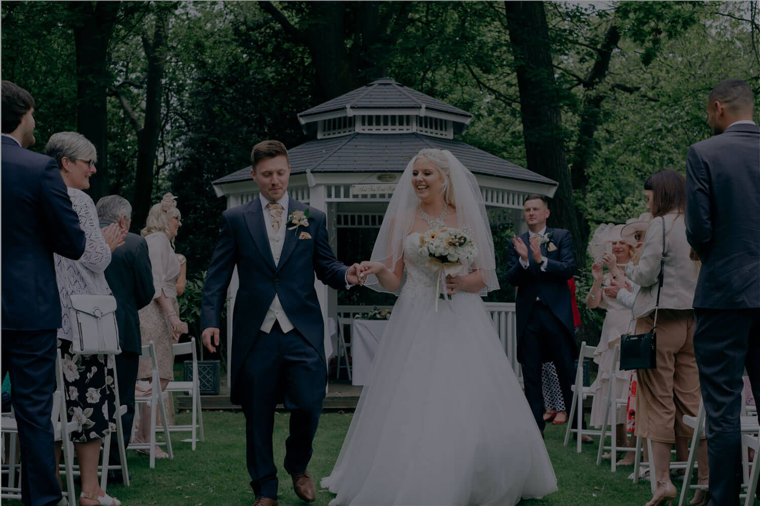 bride and groom at outdoor wedding venue